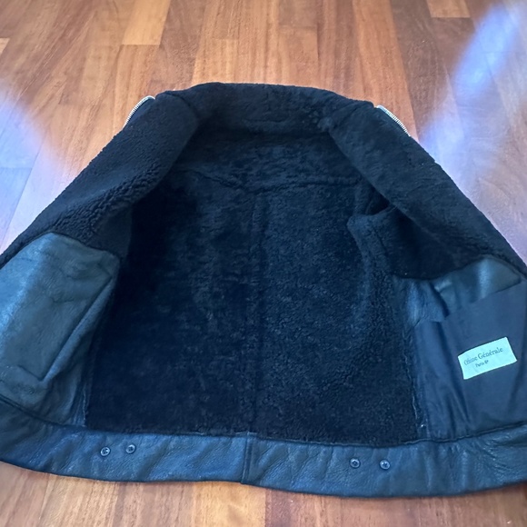 Officine Generale Lather + Fur Lined Bomber Jacket Size S - Picture 3 of 5